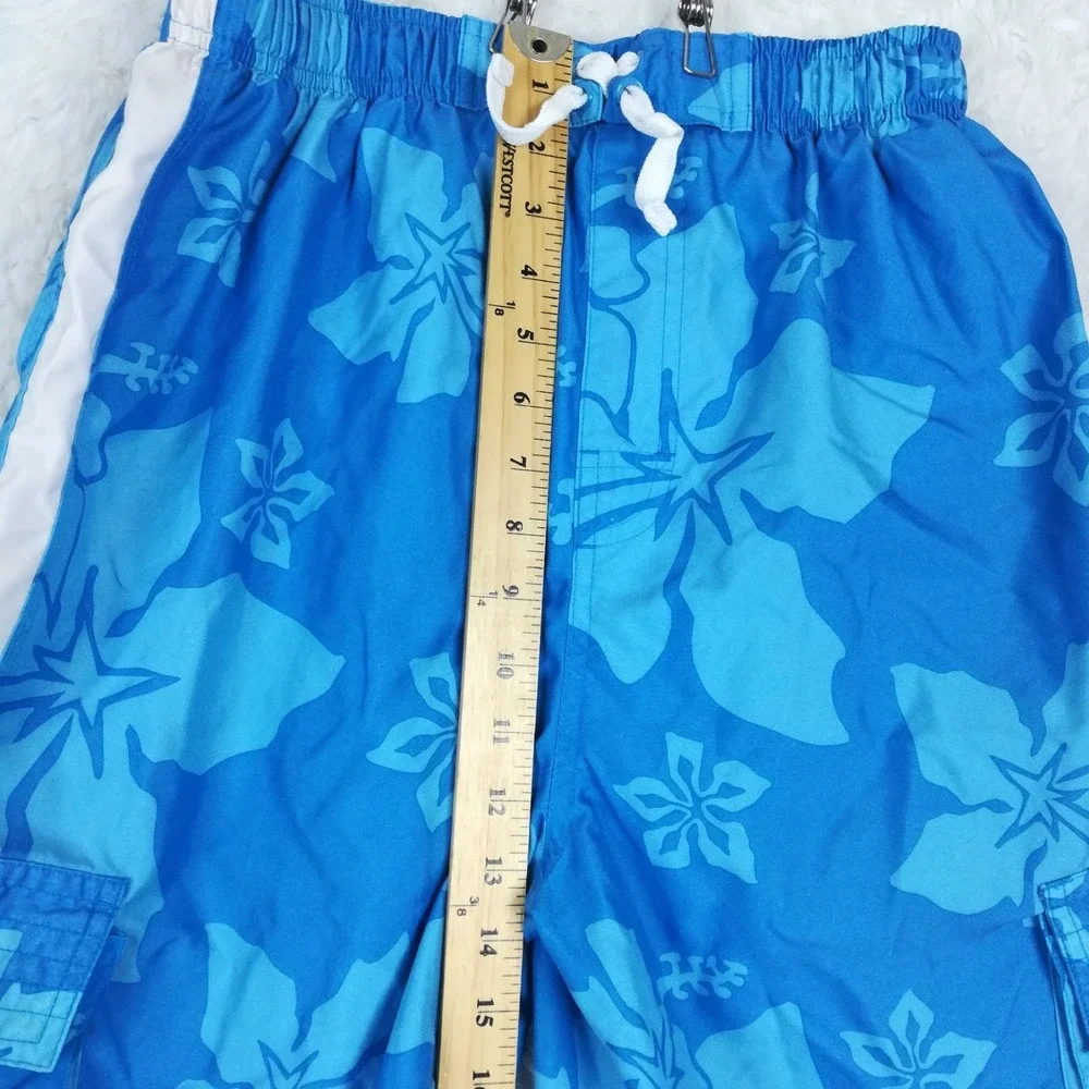 Sonoma Boys Swim Trunks‎ Swimwear Blue Two Tone Floral Cargo Lined Surf XL